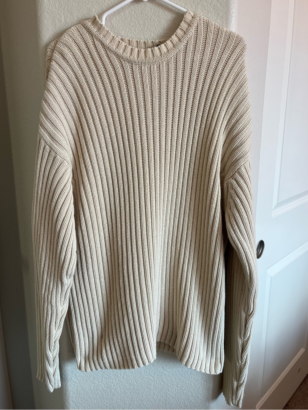 GAP Chunky Shaker Knit Ribbed Oversized Cream  Crewneck Sweater